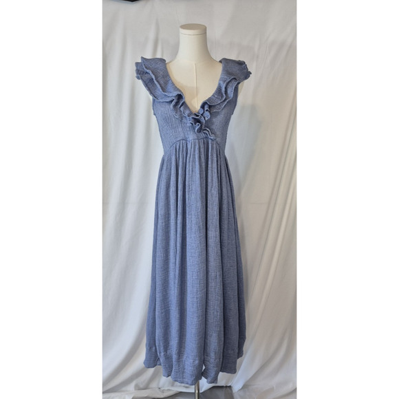 Hatch Womens Blue Gauzy Cotton The Sarah Maternity Midi Dress US 2 - Picture 4 of 9